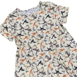 NEW LuLaRoe Carly Black Orange Birds Gray Swing Dress High Low Flowy NWT Avian